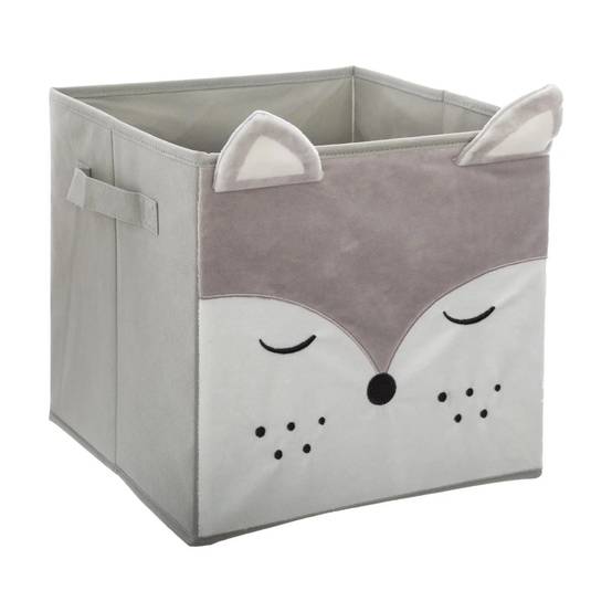 Bac de rangement renard velours gris L 29 cm l 29 cm H 29 cm - ATMOSPHERA - Image 3
