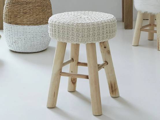 Tabouret Suzette bois coton polyéthylène - ATMOSPHERA - Image 5