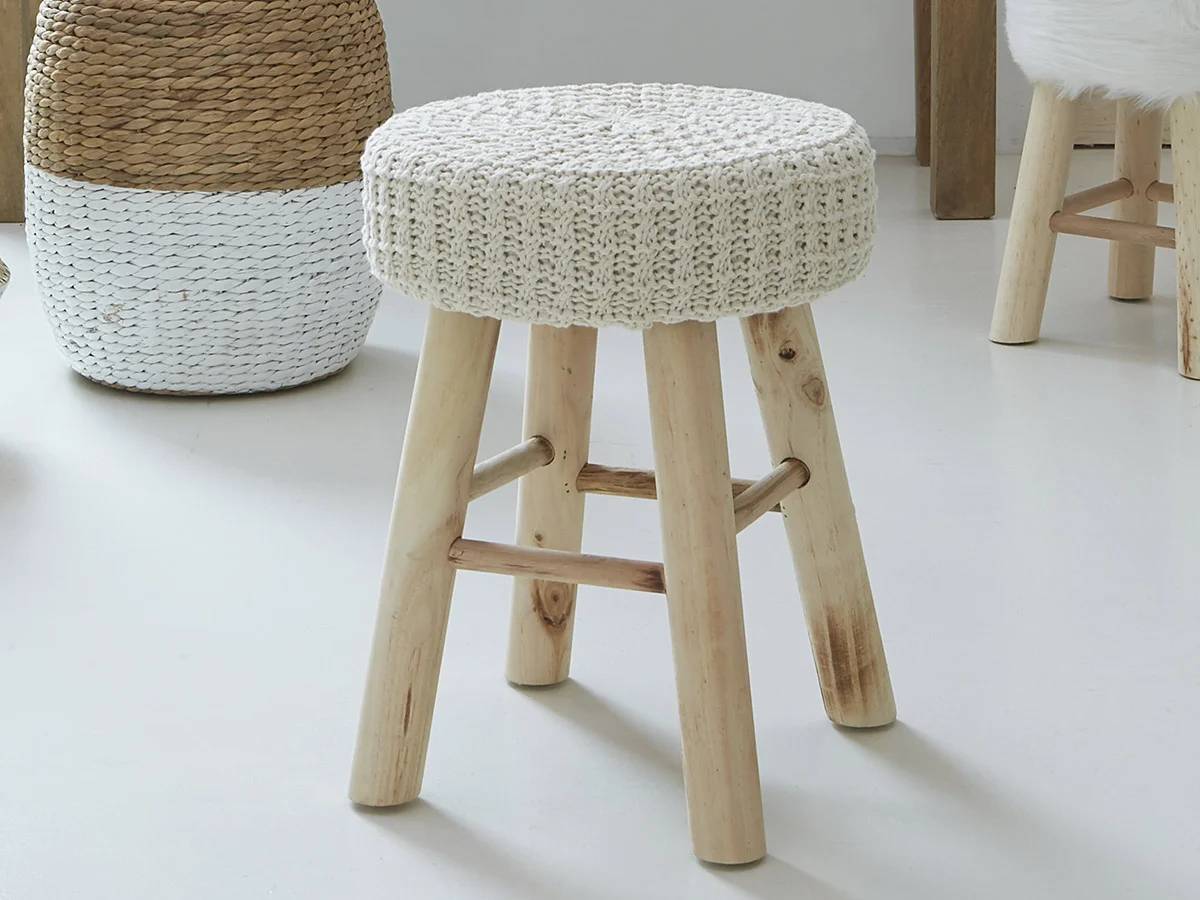 Tabouret Suzette bois coton polyéthylène - ATMOSPHERA - Image 5
