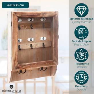 Boîte à clés Murale Bois Marron H 38 cm - ATMOSPHERA