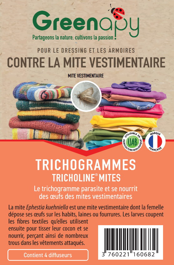 Greenapy - Trichogrammes anti-mites des vêtements boîte de 4 diffuseurs - Greenapy - Image 1