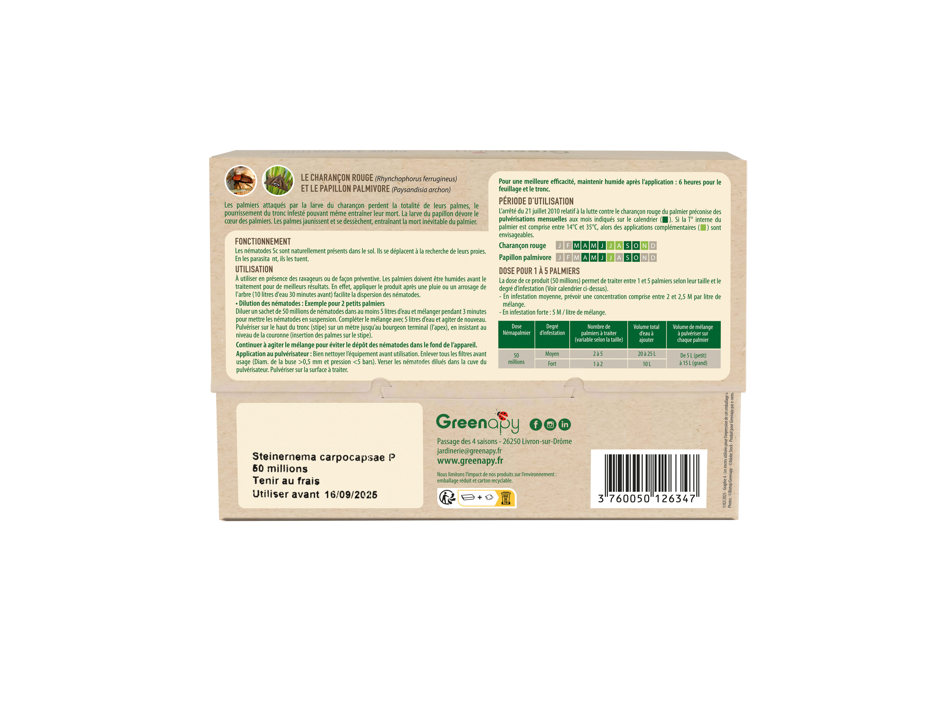 Greenapy - Nématodes utiles spécial ravageurs du palmier Steinernema carpocapsae boîte de 50 millions- Greenapy - Image 8