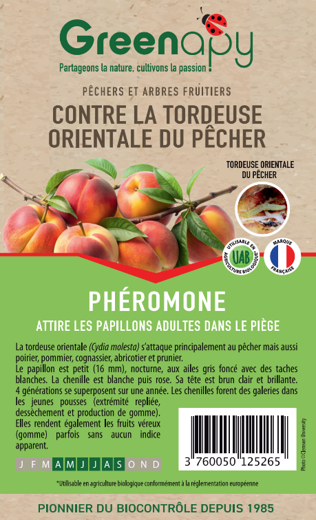 Greenapy - Phéromone Tordeuse orientale du pêcher Cydia molesta boîte de 2 capsules - Greenapy - Image 1