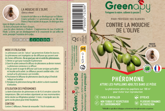 Greenapy - Phéromone Mouche de l'olive Dacus (Bactrocera) oleae boîte de 2 capsules - Greenapy - Image 1
