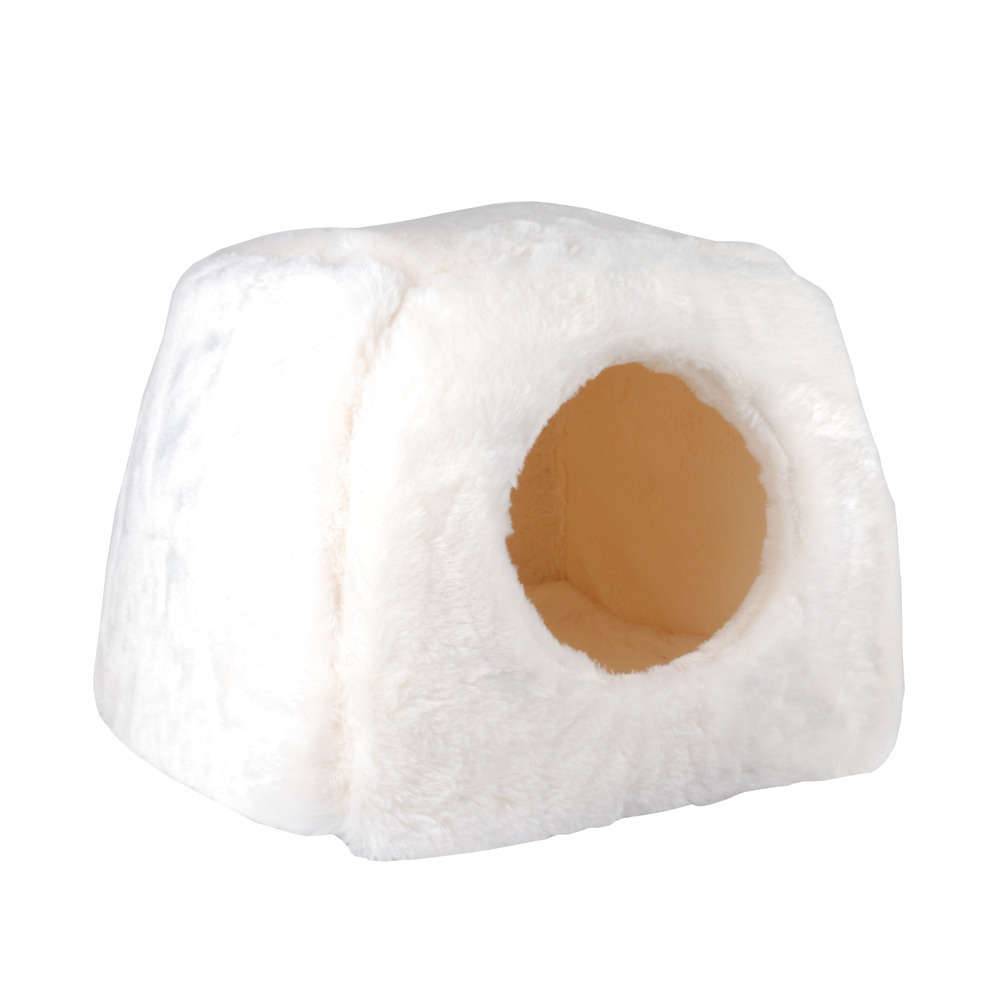 Dog's Fashion - Igloo pour chat fourrure synthétique blanc 38x38x30 - CAT'S FASHION