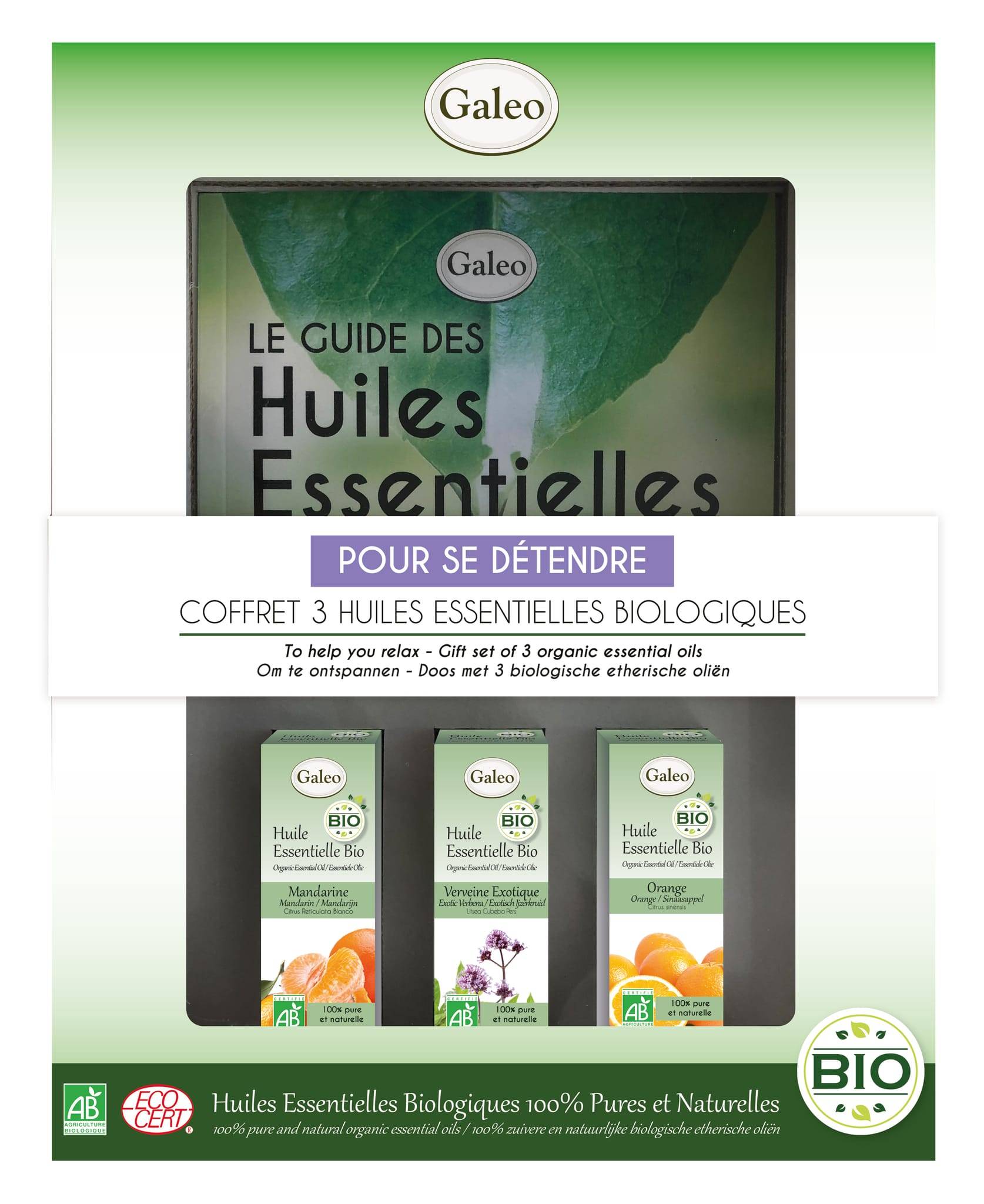 Galeo - Coffret 3 huiles essentielles bio détendre + le guide offert - Image 1