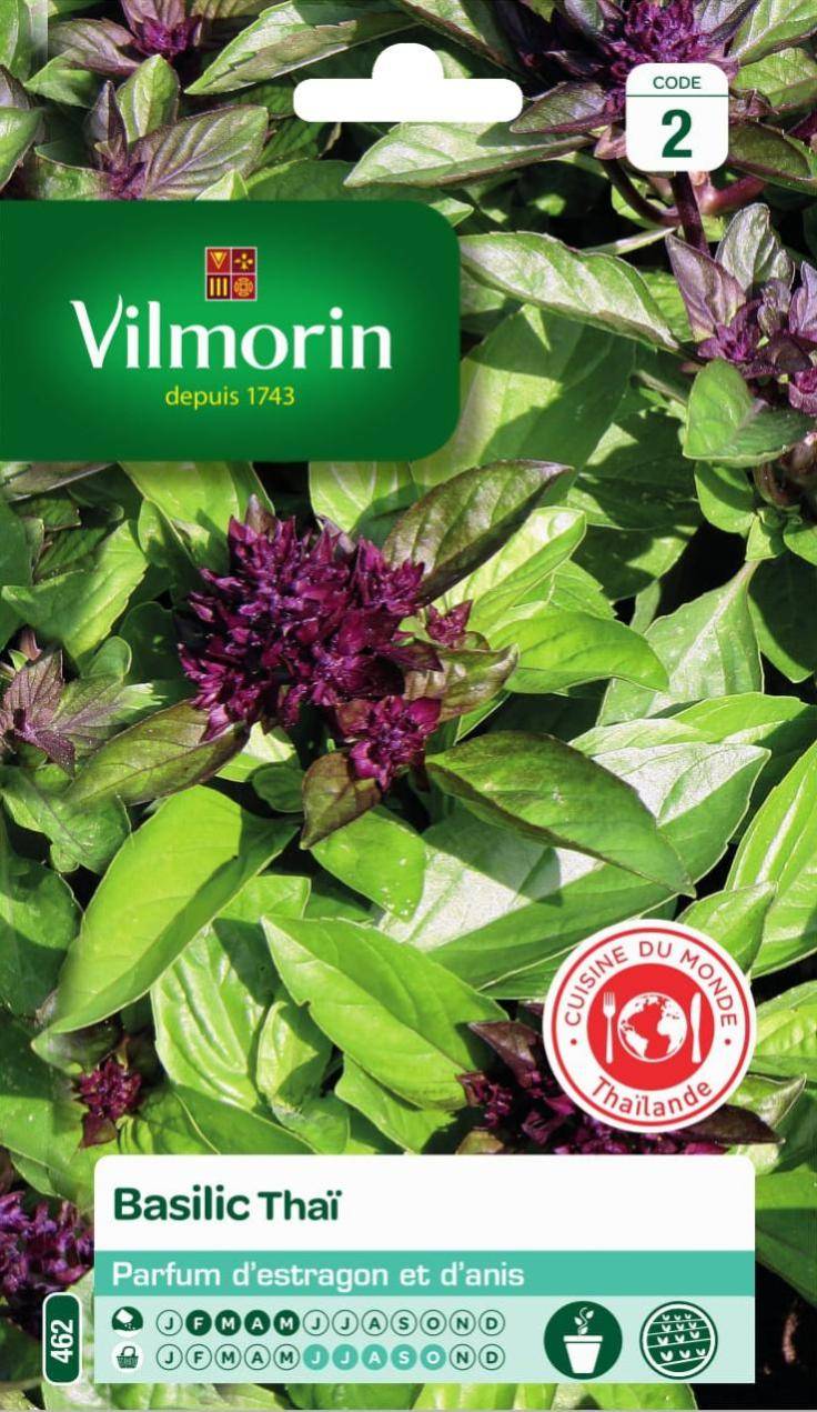 Vilmorin - Basilic thaï série 2 sachet graines 1 g - Vilmorin