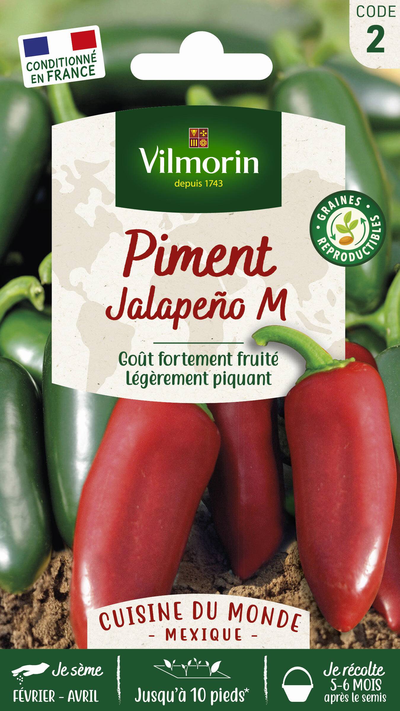 Vilmorin - Piment Jalapeno série 2 sachet graines 0,2 g - Vilmorin - Image 1