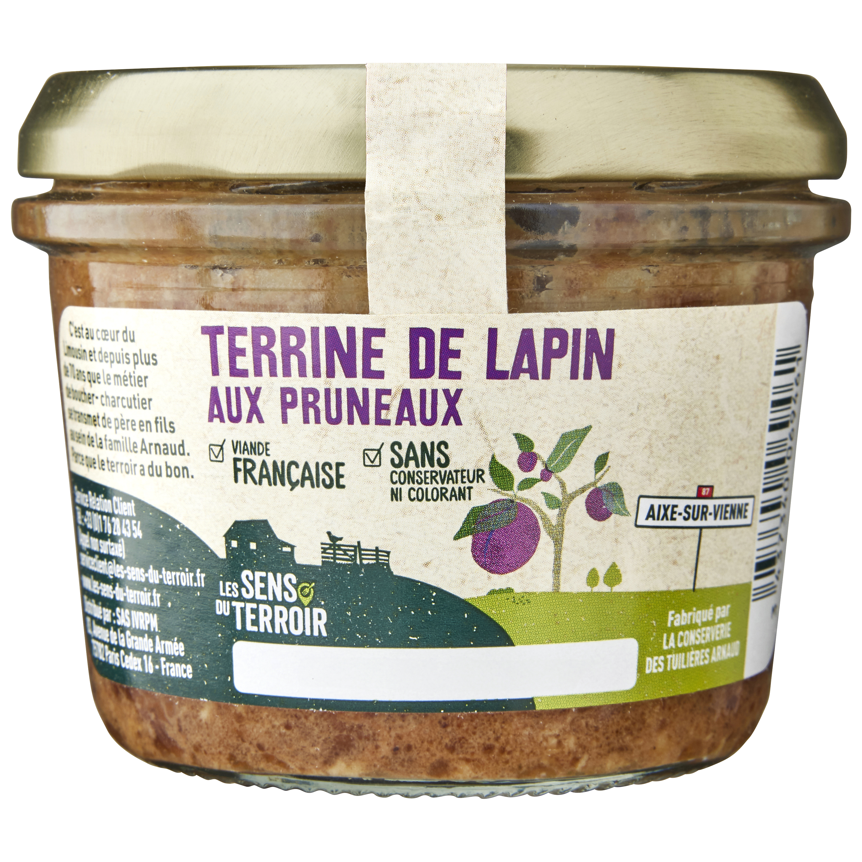 Les Sens du Terroir - Terrine de lapin aux pruneaux 180 g - Les Sens du Terroir
