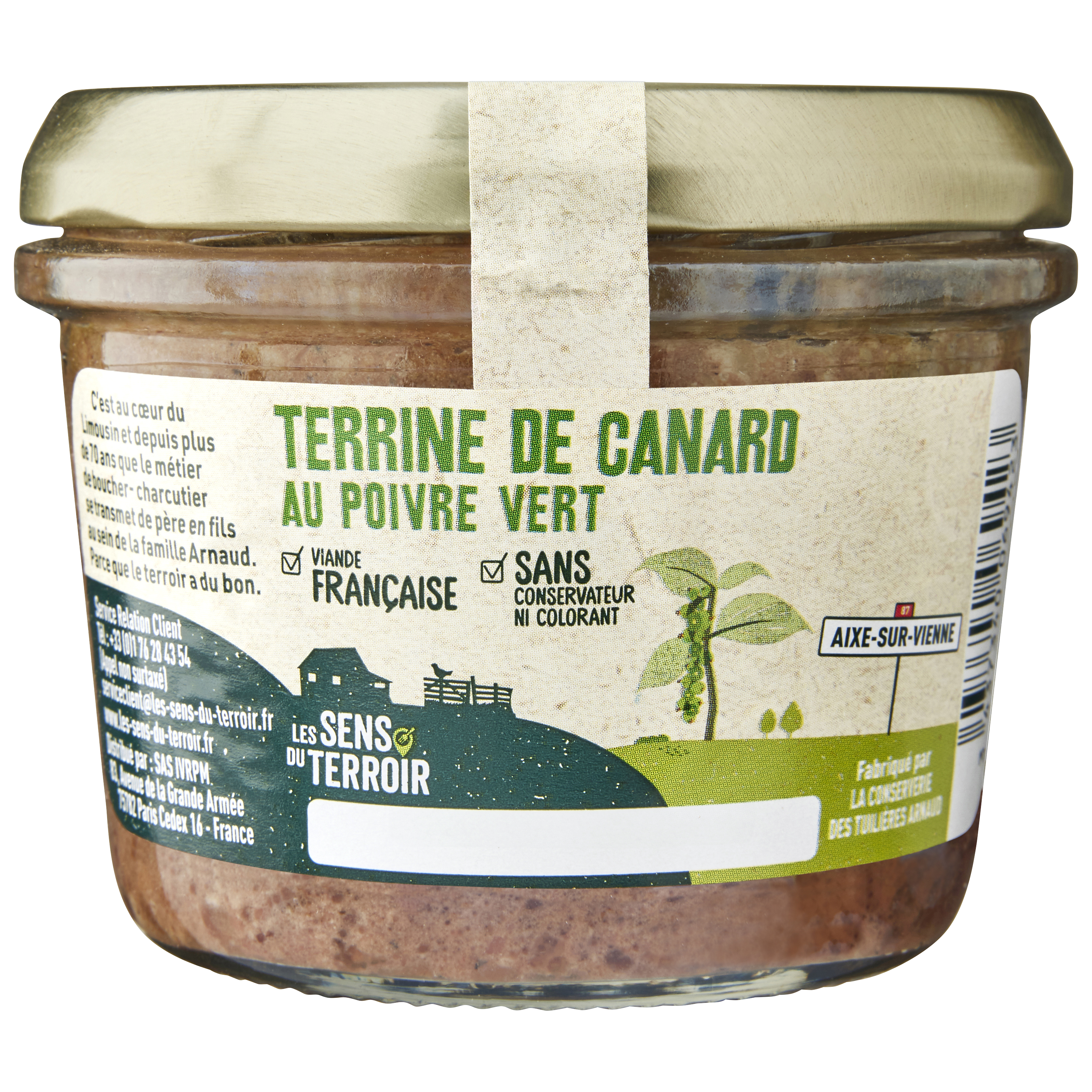 Les Sens du Terroir - Terrine de canard au poivre vert 180 g - Les Sens du Terroir