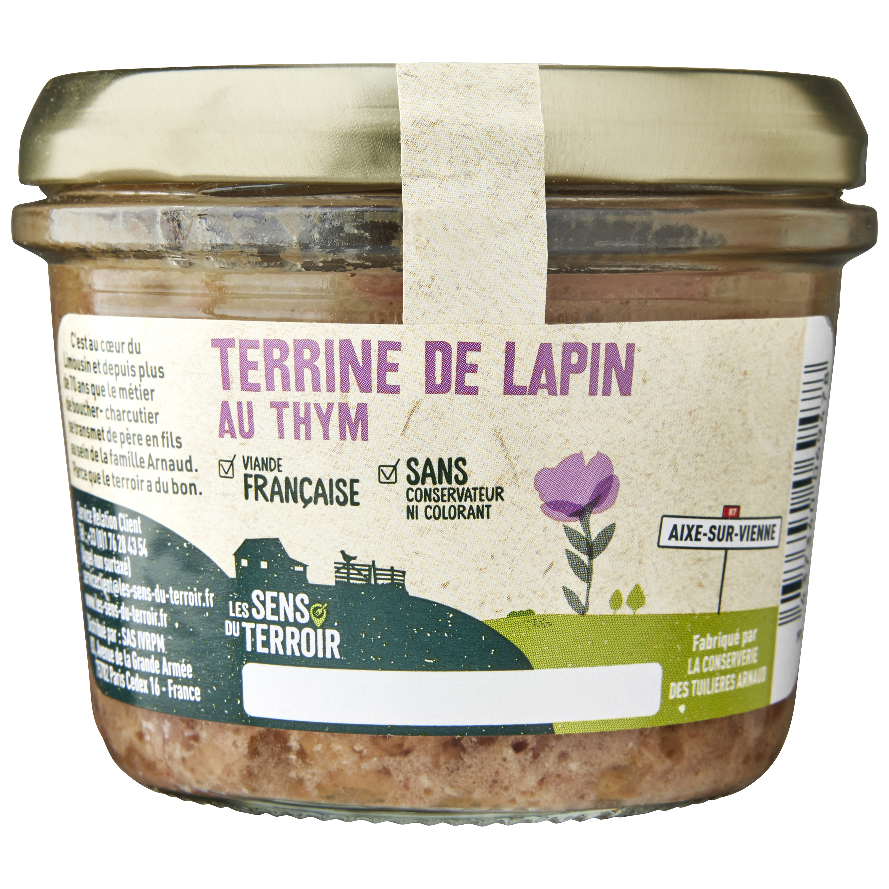 Les Sens du Terroir - Terrine de lapin au thym 180 g - Les Sens du Terroir