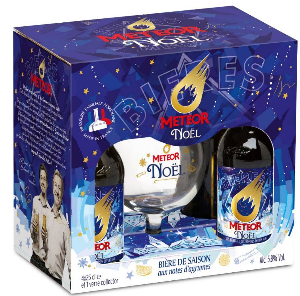 Brasserie Meteor - Coffret Bière de Noël 4x25 cl + 1 verre - Image 3