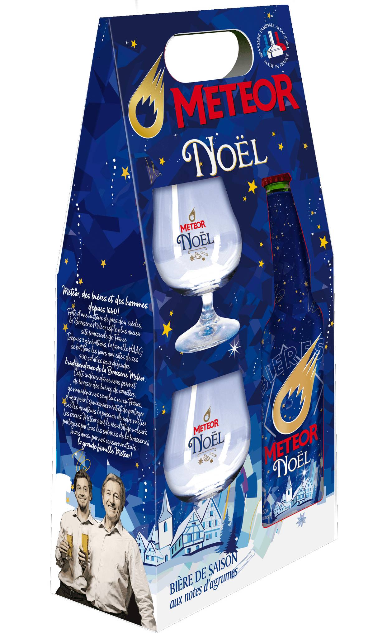 Brasserie Meteor - Coffret Bière de Noël 65 cl + 2 verres