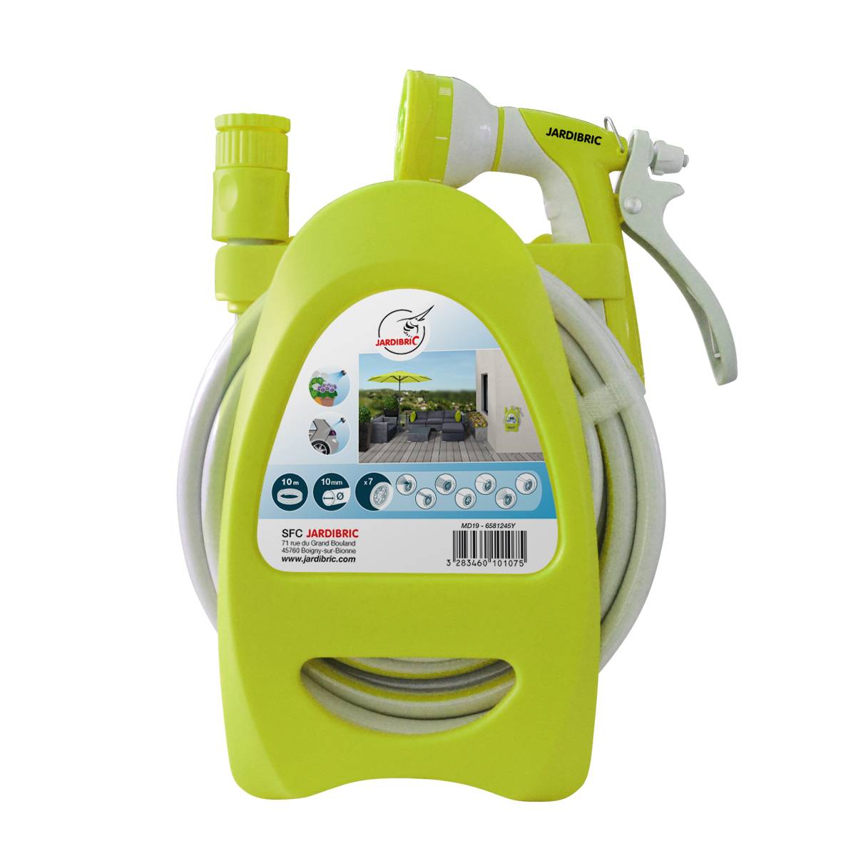 Jardibric - Mini Dévidoir Portable Ø.10 mm avec pistolet d'arrosage L.10 m - Image 2
