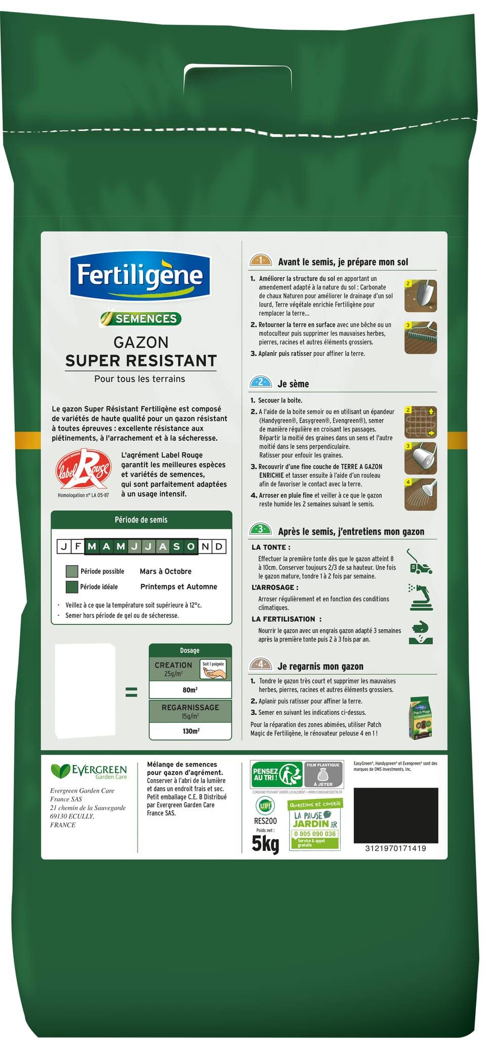 FERTILIGENE Prato Super Rigenerante 875g – Semi Con Concime Per Aree Danneggiate
