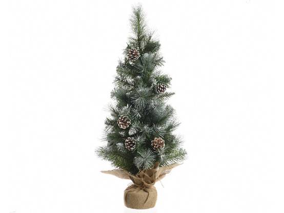 Everlands - Mini sapin artificiel givré avec Pommes de pin et Jute H.60 cm - Image 1