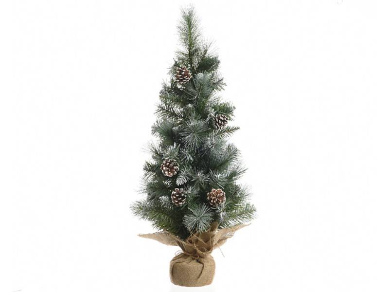 Everlands - Mini sapin artificiel givré avec Pommes de pin et Jute H.60 cm - Image 1