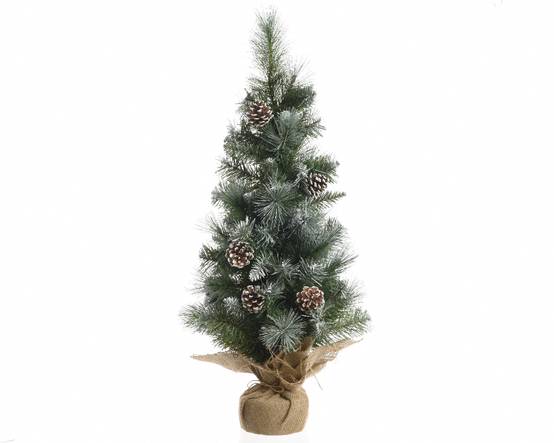 Everlands - Mini sapin artificiel givré avec Pommes de pin et Jute H.60 cm - Image 2