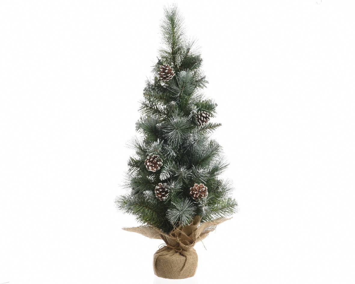 Everlands - Mini sapin artificiel givré avec Pommes de pin et Jute H.60 cm - Image 2