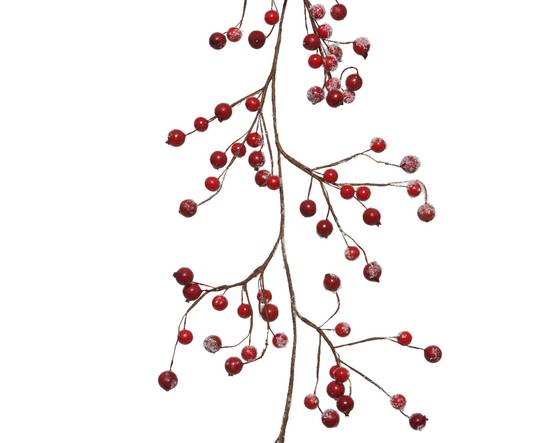 Decoris - Guirlande de Baies rouges avec neige et paillettes L.130 cm - Image 2