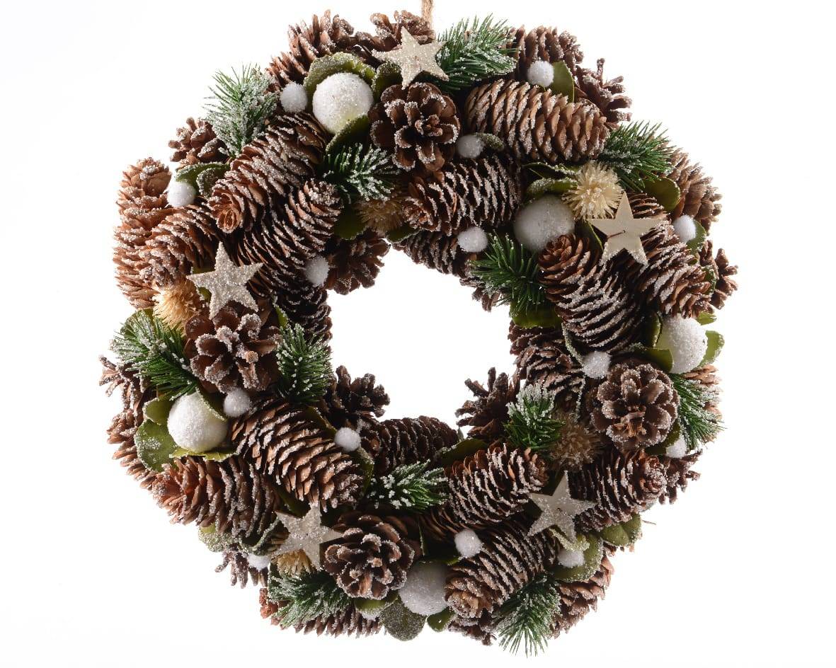Couronne pomme de pin diamètre    33.00-H8.50cm vert