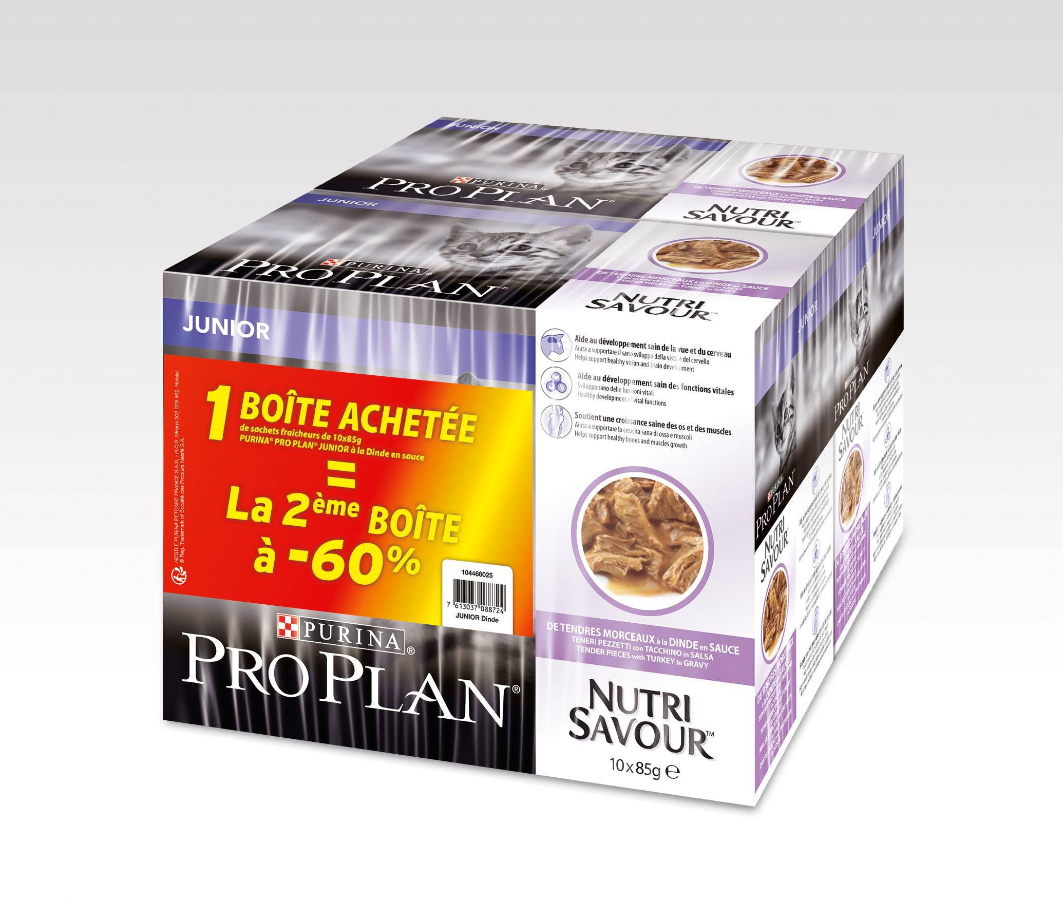 Purina Pro Plan - Lots de 2 Boîtes chat junior Nutrisavour 10x85g - PRO PLAN