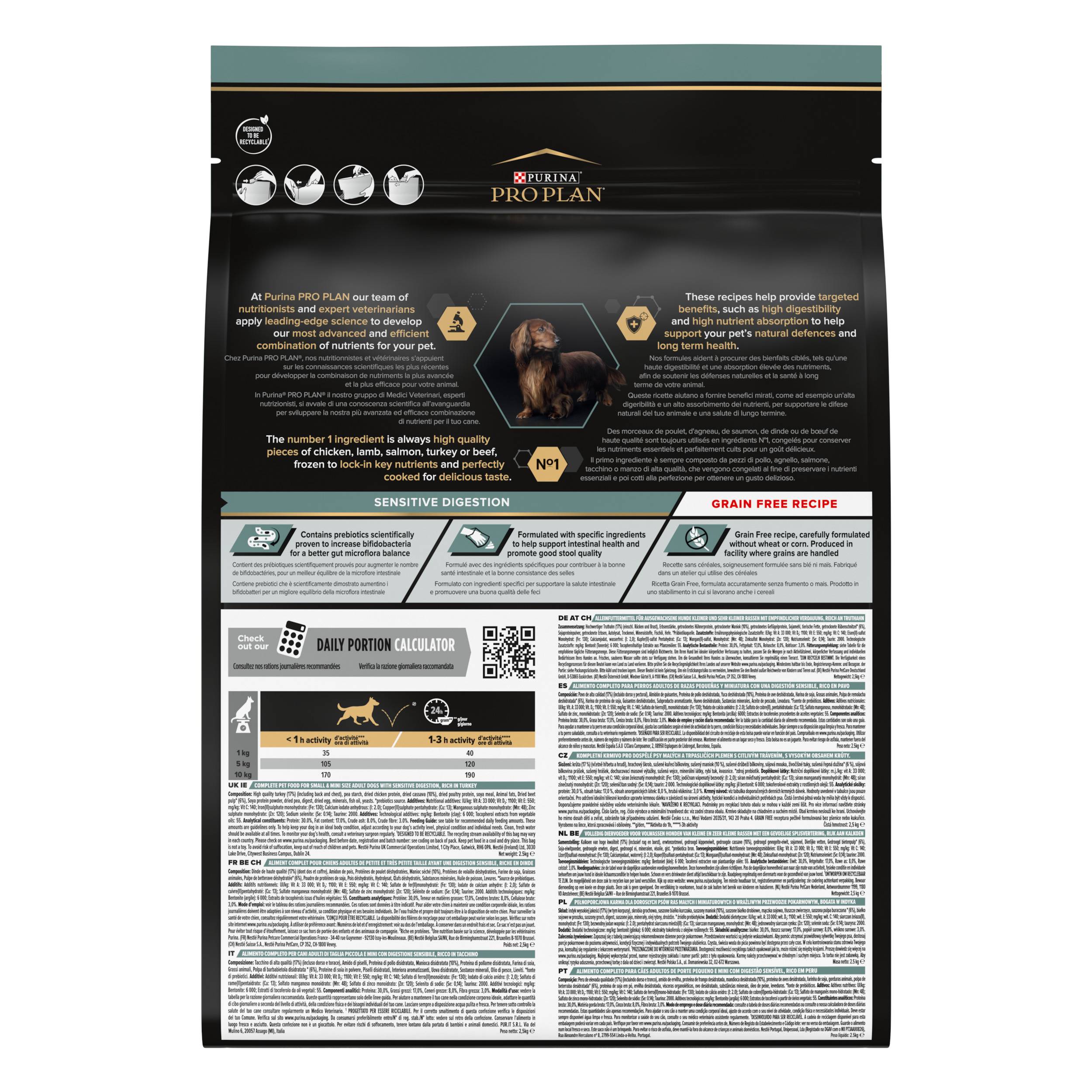 Purina Pro Plan - Croquettes petit chien Adulte Sensitive Digestion Dinde sans céréales 2,5 kg - PRO PLAN - Image 2