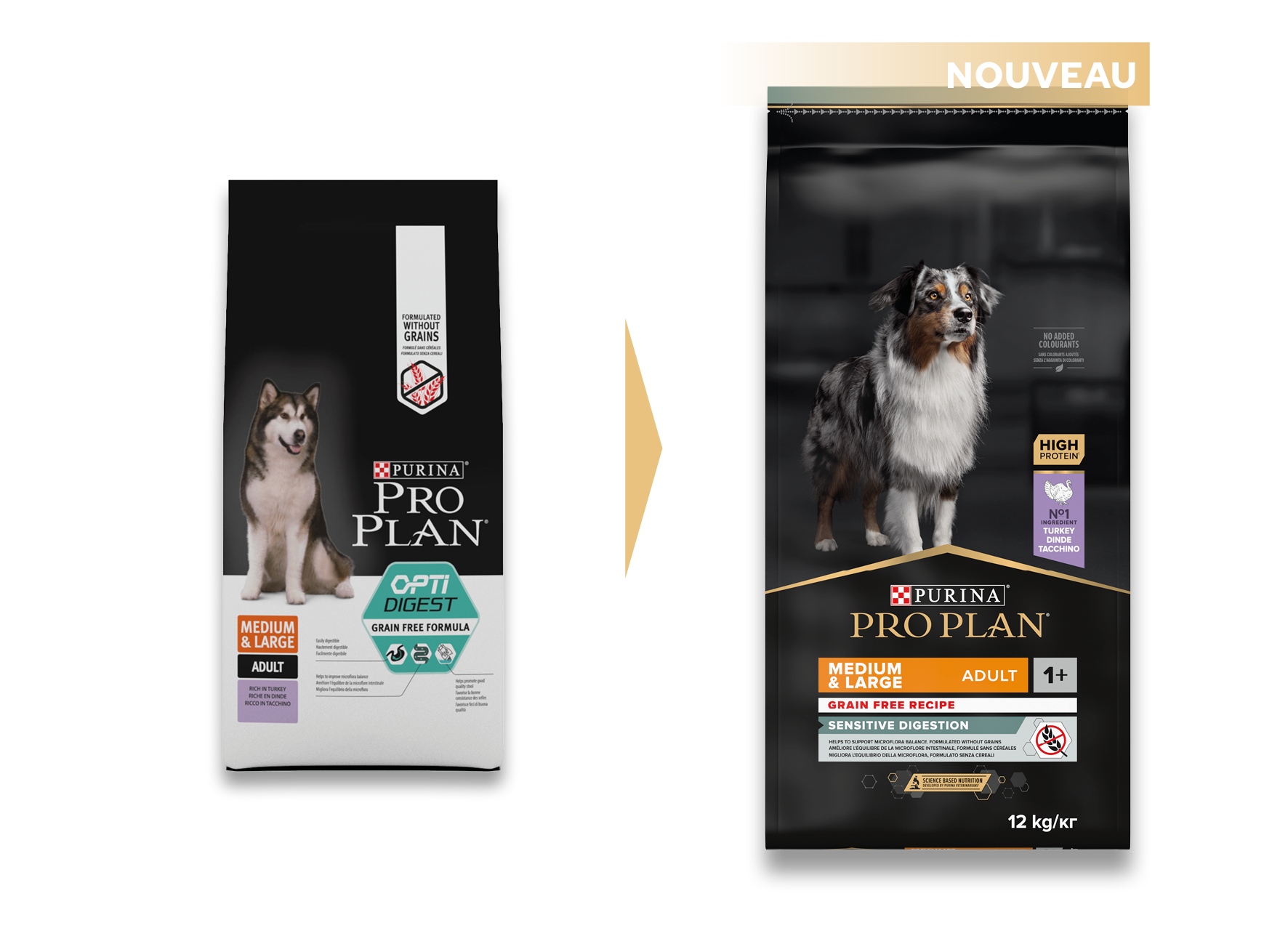 Purina One - Croquettes chien Adulte Medium Large Digestion sans céréales Dinde 12 kg - PRO PLAN - Image 3