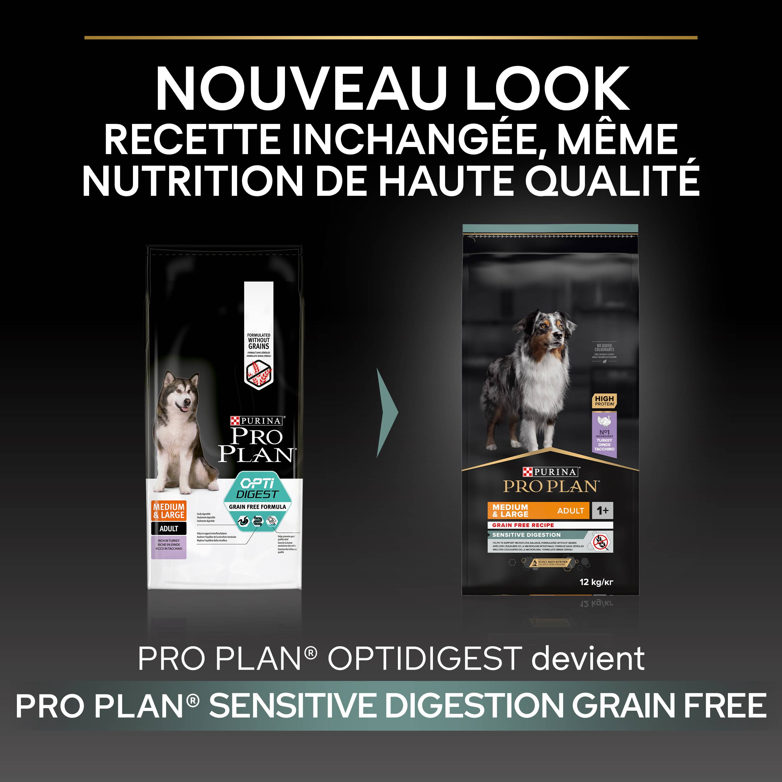 Purina One - Croquettes chien Adulte Medium Large Digestion sans céréales Dinde 12 kg - PRO PLAN - Image 7