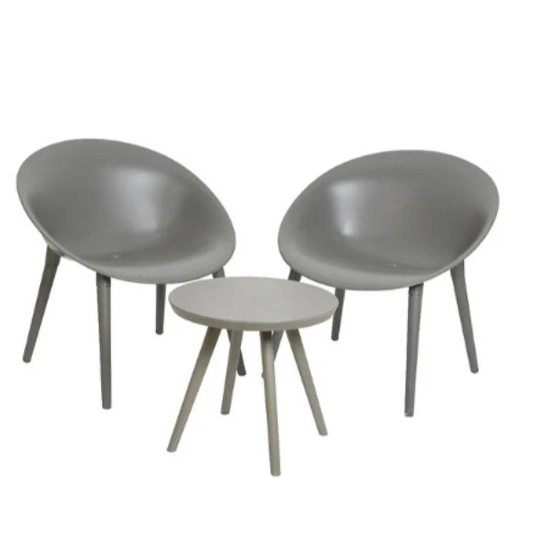 Decoris - Salon de jardin plastique anthracite - JARDIDECO
