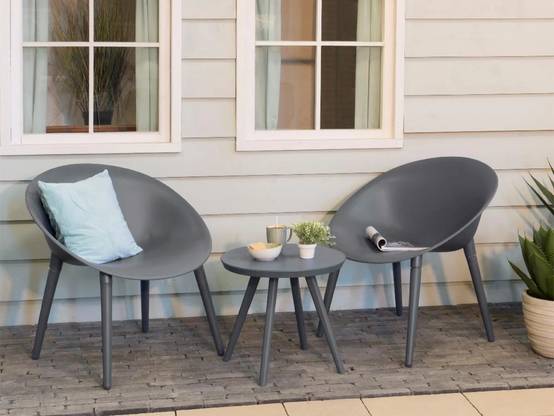 Decoris - Salon de jardin plastique anthracite - JARDIDECO - Image 5