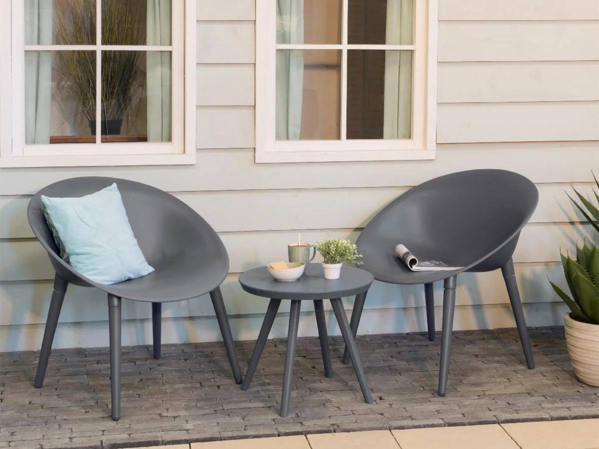 Decoris - Salon de jardin plastique anthracite - JARDIDECO - Image 5