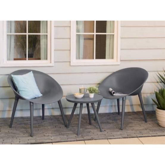 Decoris - Salon de jardin plastique anthracite - JARDIDECO - Image 7