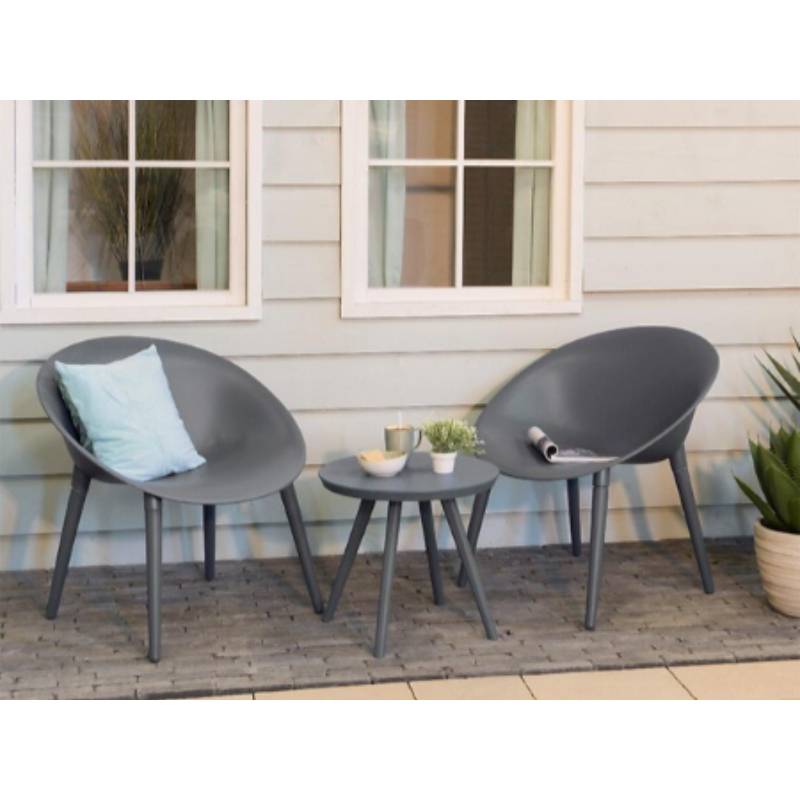 Decoris - Salon de jardin plastique anthracite - JARDIDECO - Image 7
