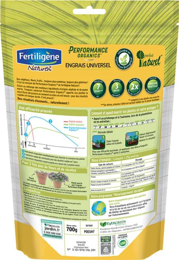 Fertiligène Naturel - Engrais Universel UAB 700 g Performance Organics - FERTILIGÈNE - Image 1