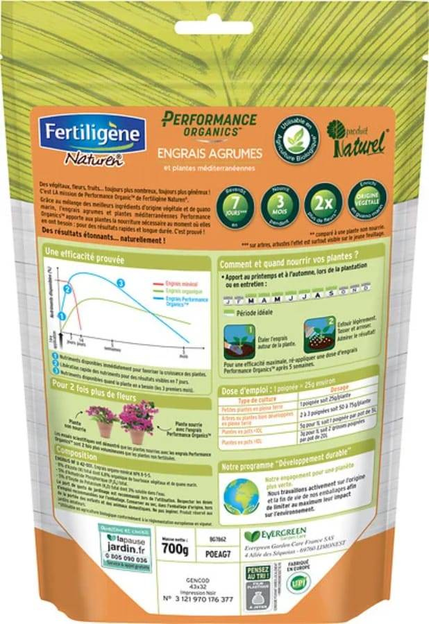 Fertiligène Naturel - Performance Organics Engrais agrumes, plantes med UAB 700g - Image 2