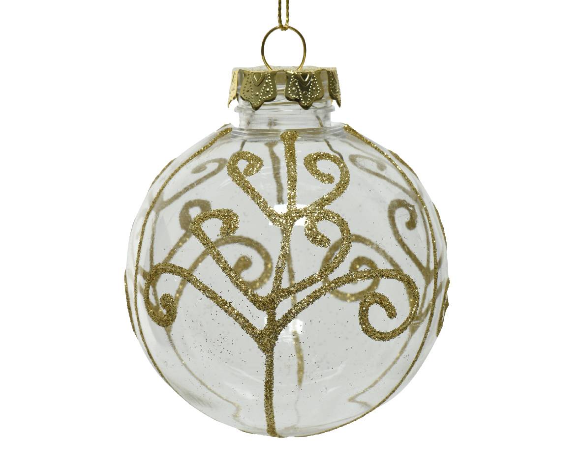 Kaemingk - Boule décorative transparente avec dorures arabesques - Ø.8 cm - Image 2