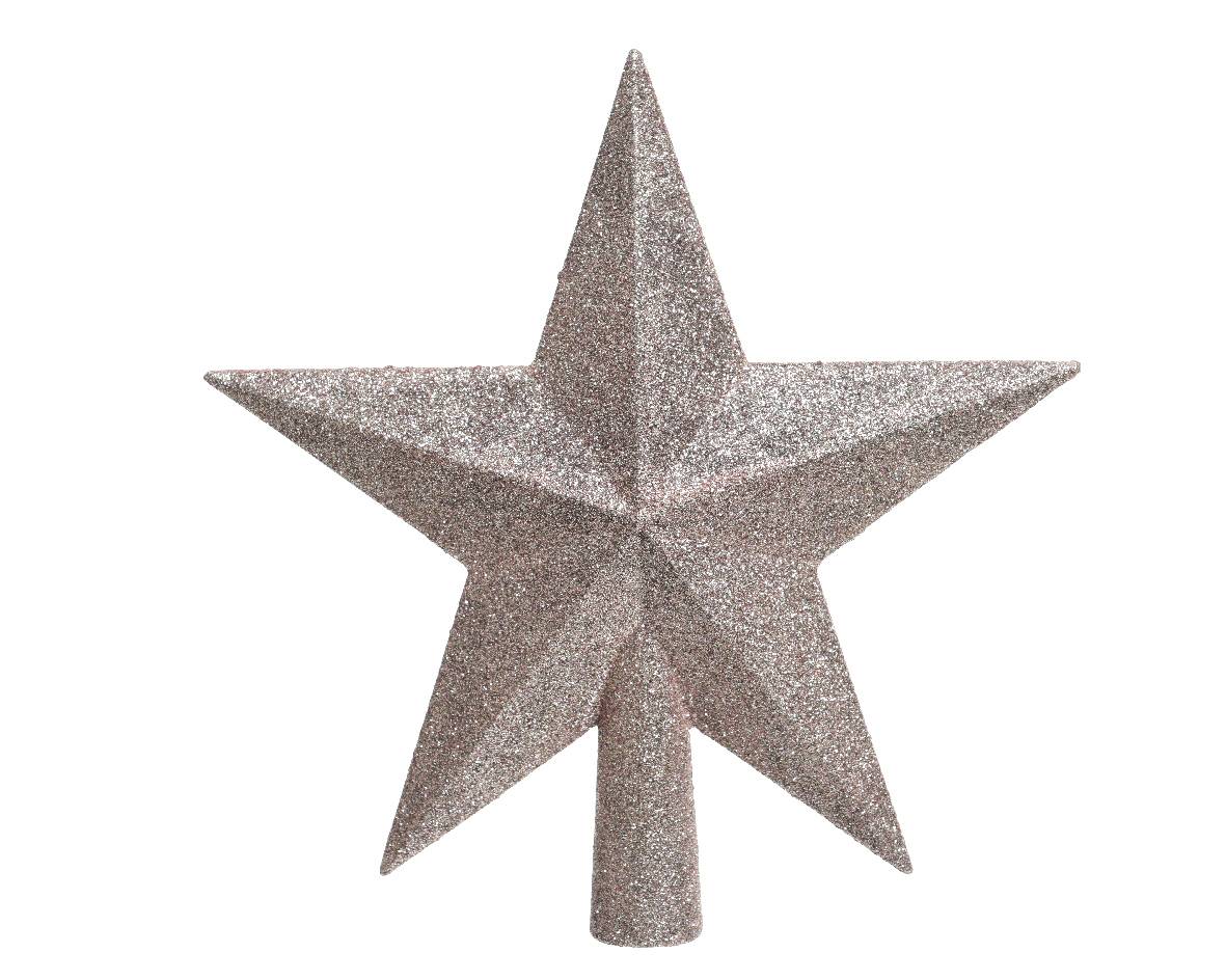 Decoris - Pointe d'arbre de Noël étoile plastique rose 19 cm - DECORIS