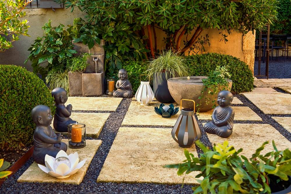Decoris - Bouddha en fibre argile Anthracite L.23,5 x l.20 x H.35 cm - Image 2