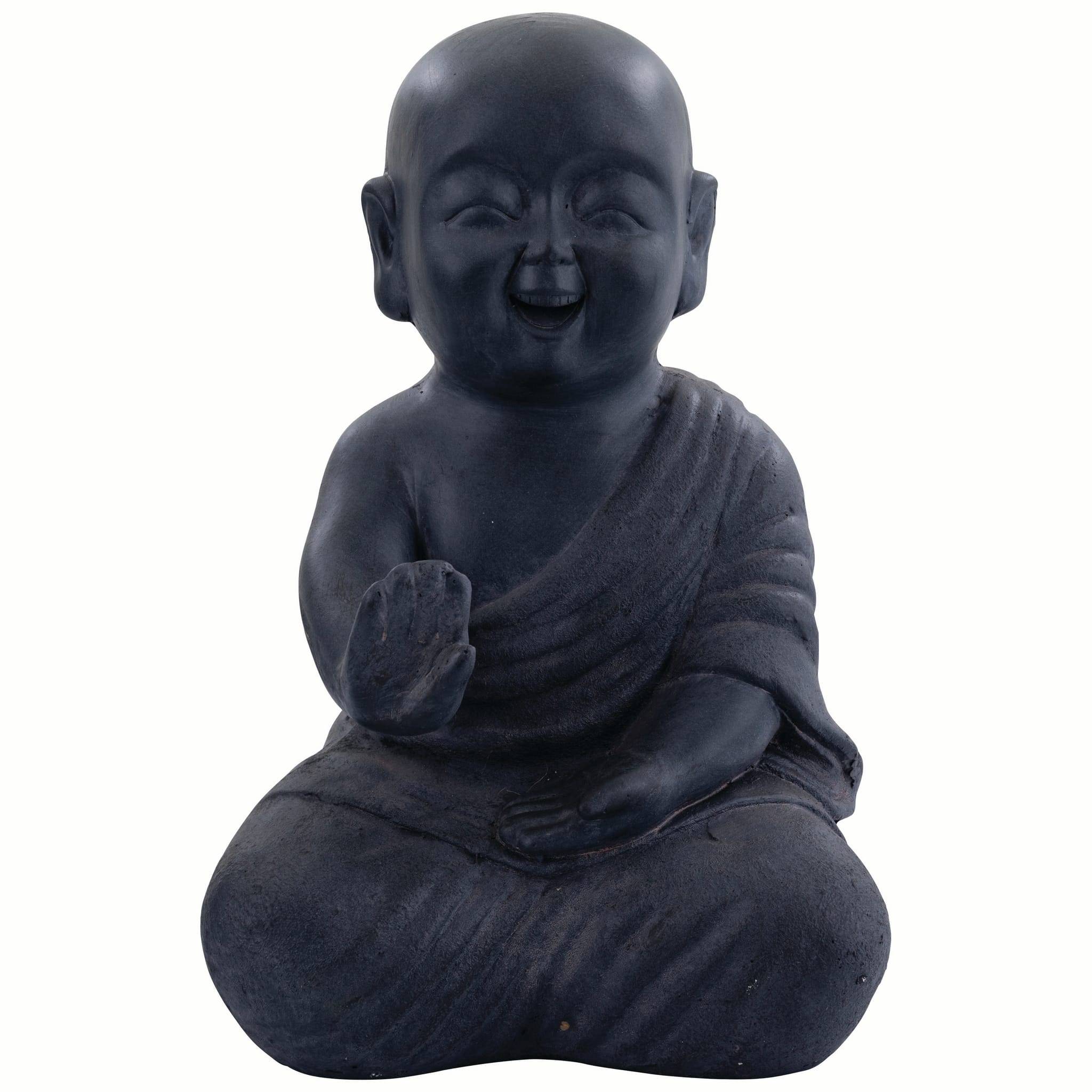 Decoris - Bouddha en fibre argile Anthracite L.23,5 x l.20 x H.35 cm - Image 3