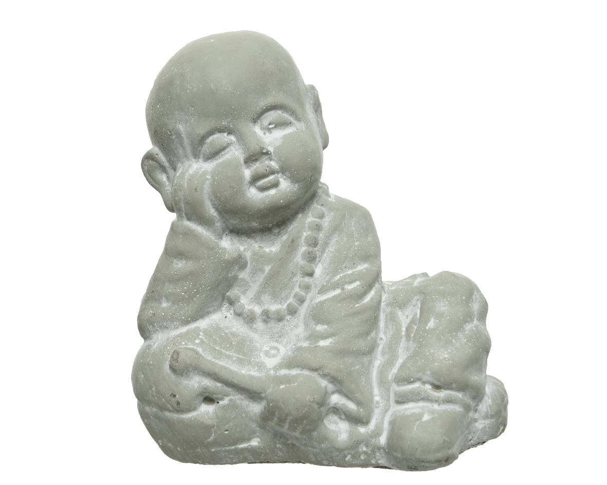 Decoris - Decoris - Statue Moine en béton Gris L.15 x l.10 x H.17 cm