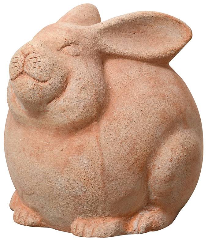 Decoris - Lapin Blanc en terre cuite L.12 x l.16,5 x H.15 cm - Gamm vert