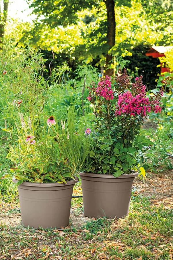 Deroma - Pot de Fleurs Rond Recyclat Taupe - DEROMA - Image 2
