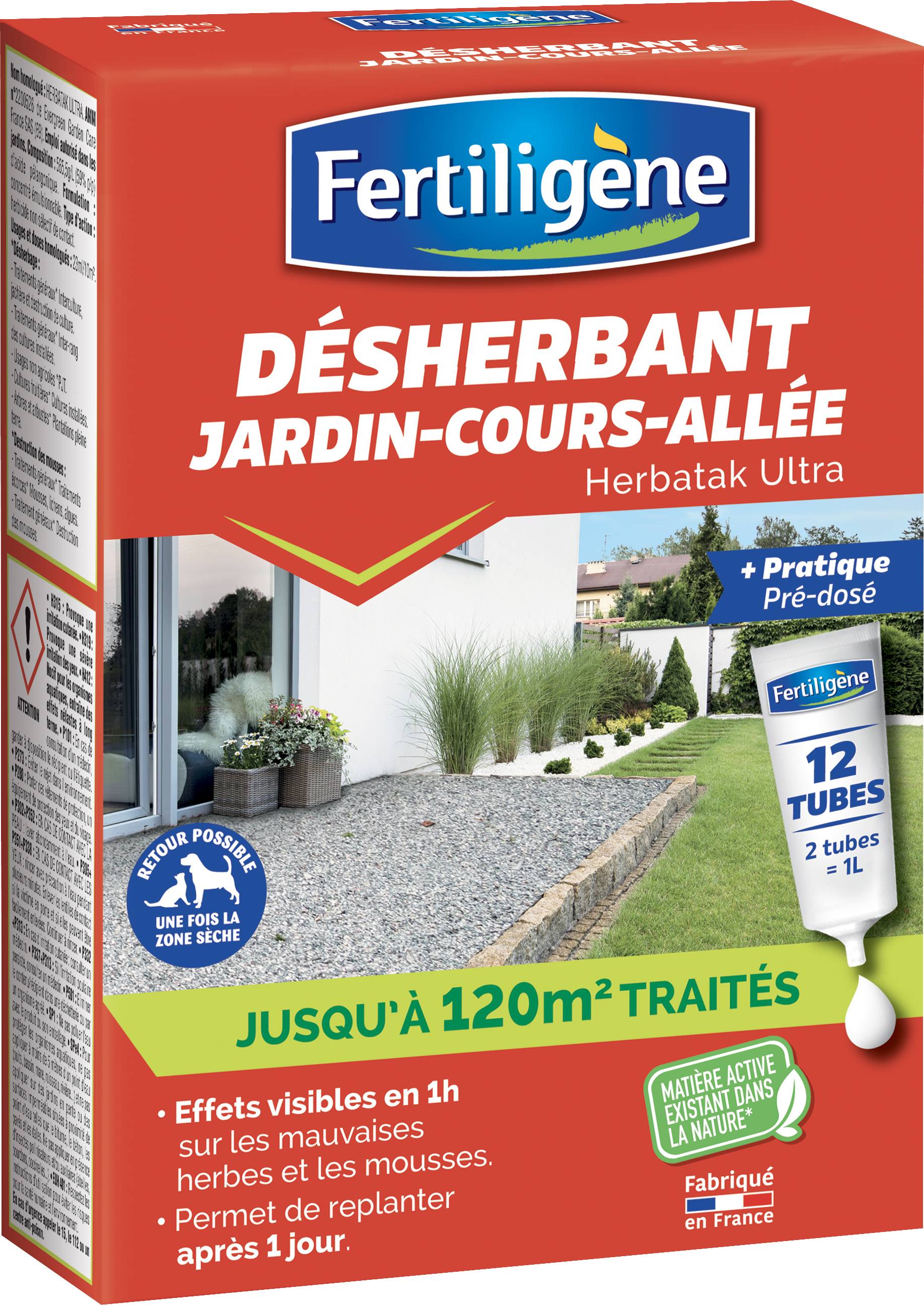 Fertiligène - Désherbant Concentré Jardin Cours Allées Tubes 12 tubes 120m² - Image 1