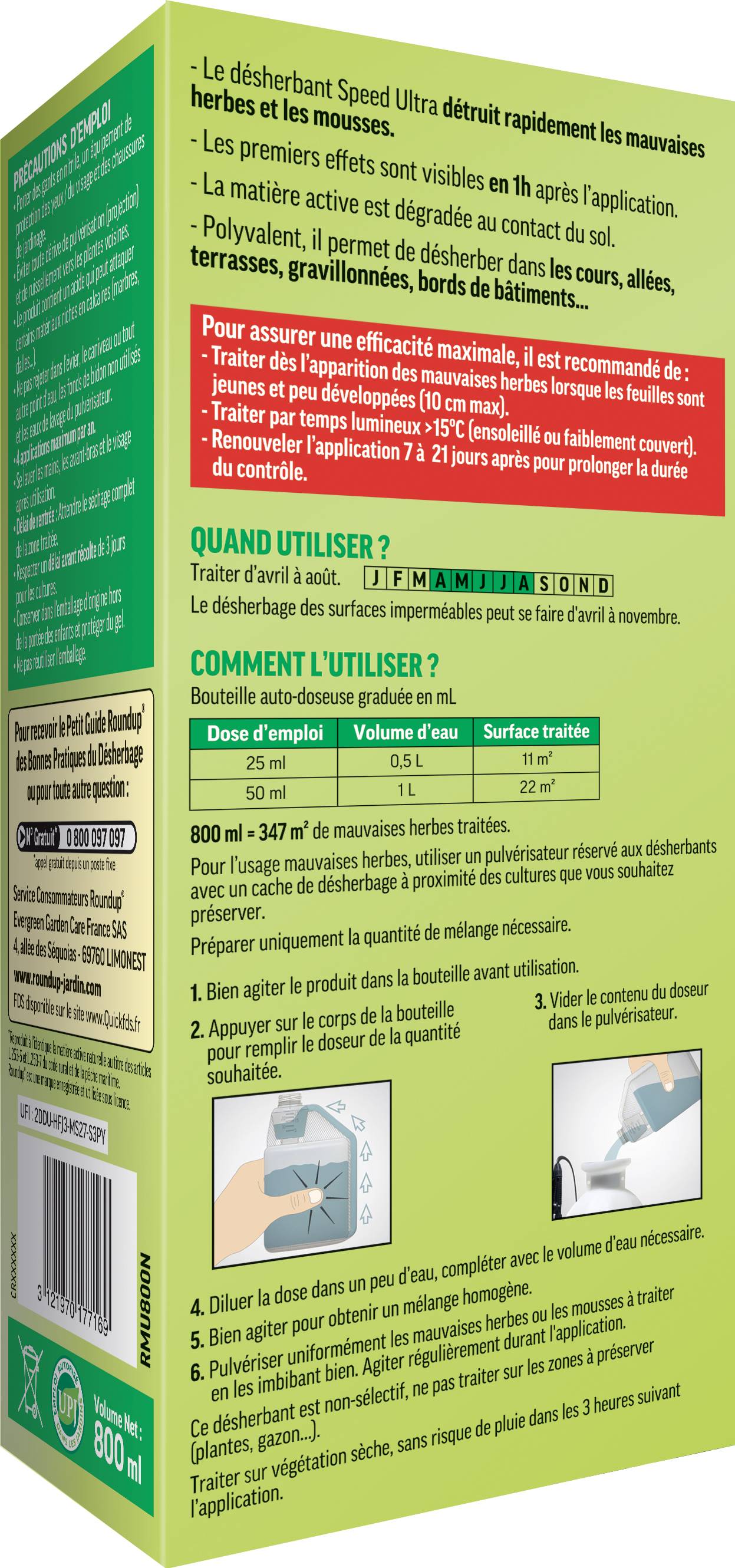 Roundup - Désherbant Concentré Multi-usages 800mL - Image 2