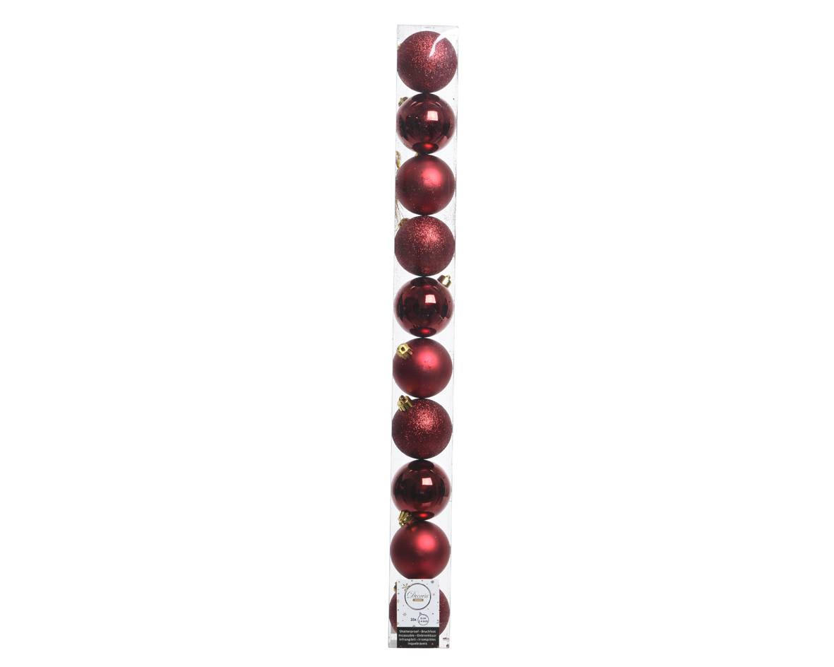 Decoris - Decoris - 10 Boules de Noël Rouges Incassables Ø.6 cm
