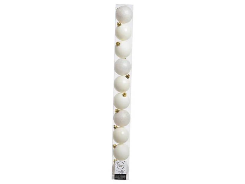 Decoris - Decoris - 10 Boules de Noël Blanches Incassables Ø.6 cm
