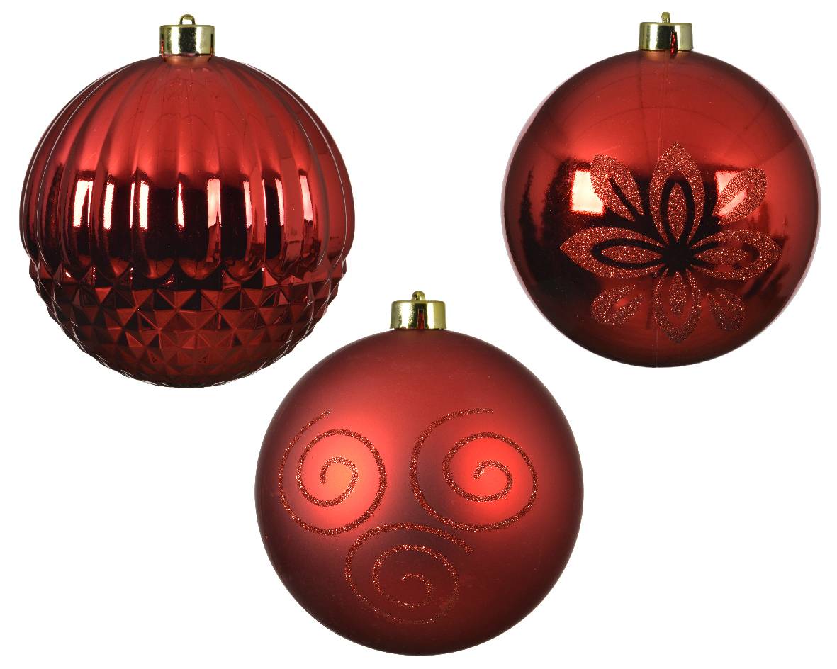 Decoris - Decoris - Boule de Noël incassable Rouge mat et brillant Ø.14 cm