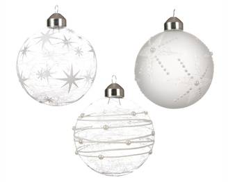 Decoris - Boule de Noël en Verre Blanche Transparente Ø.8 cm