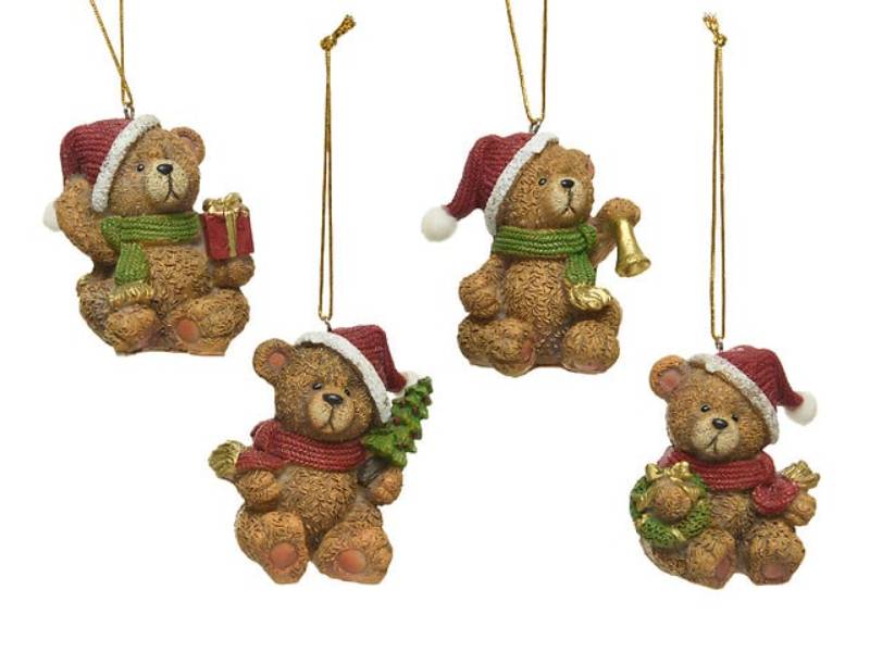 Decoris - Decoris - Suspension Ourson de Noël - L.6 x l.4,7 x H.4,4 cm
